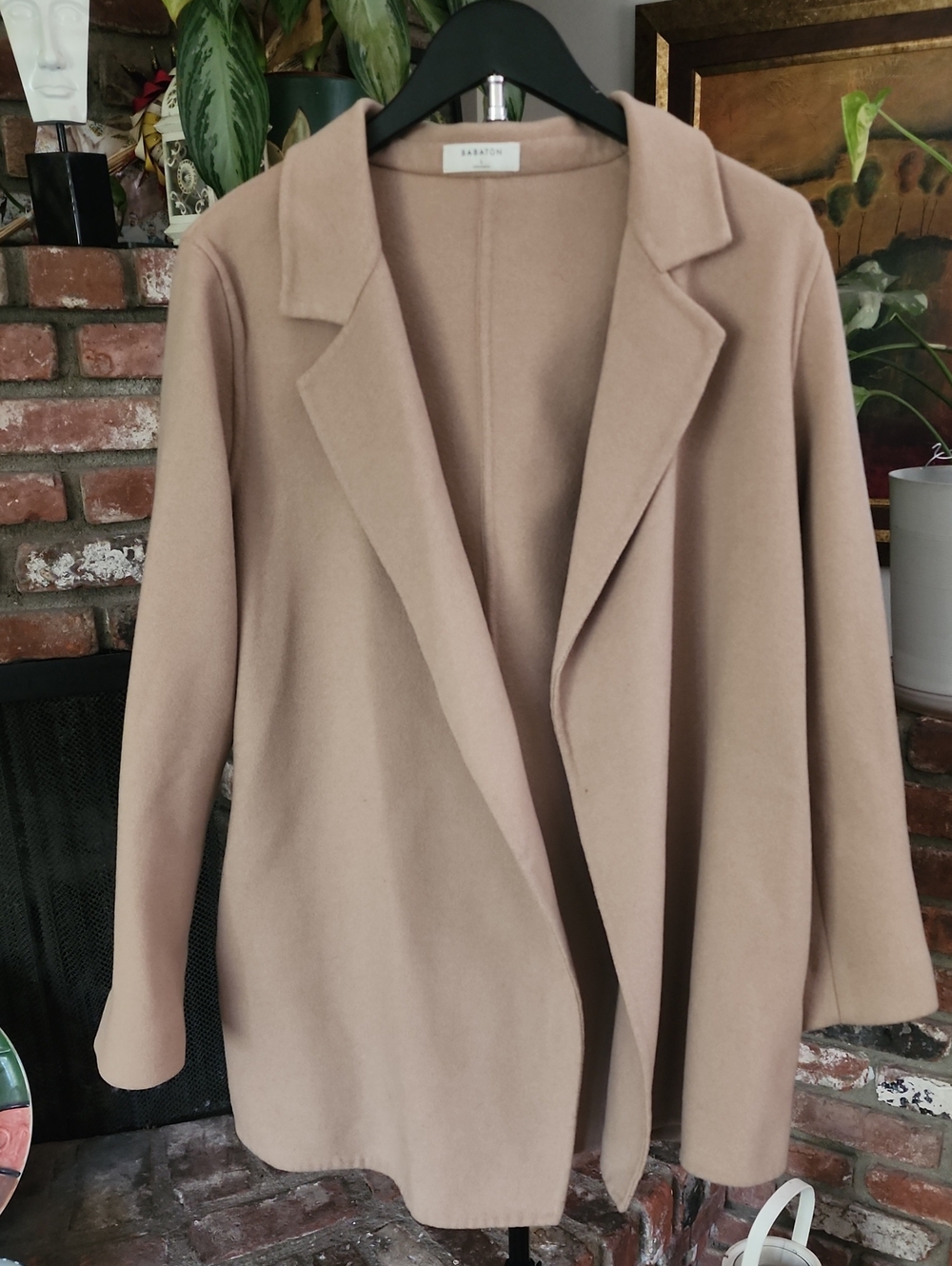 Babaton Aritzia Beige Blush Drape Coat Open Front Jacket L - Picture 2 of 8